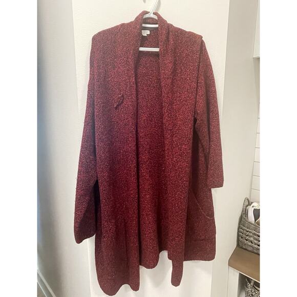 J Jill Cardigan Women’s‎ XL Red Wool Blend Sweater Wrap Classic With Pin - Picture 1 of 9